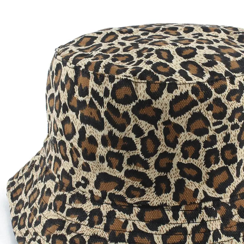 Chapeau Bob Léopard Toucher Suédine - Tour De Tête ~57 Cm - Marron - Polyester Pliable - Style Tendance